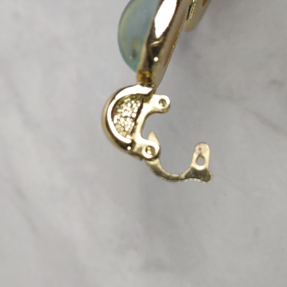 Aqua/Goldtone Cabochon Cross Enhancer Necklace - Picture 8 of 9